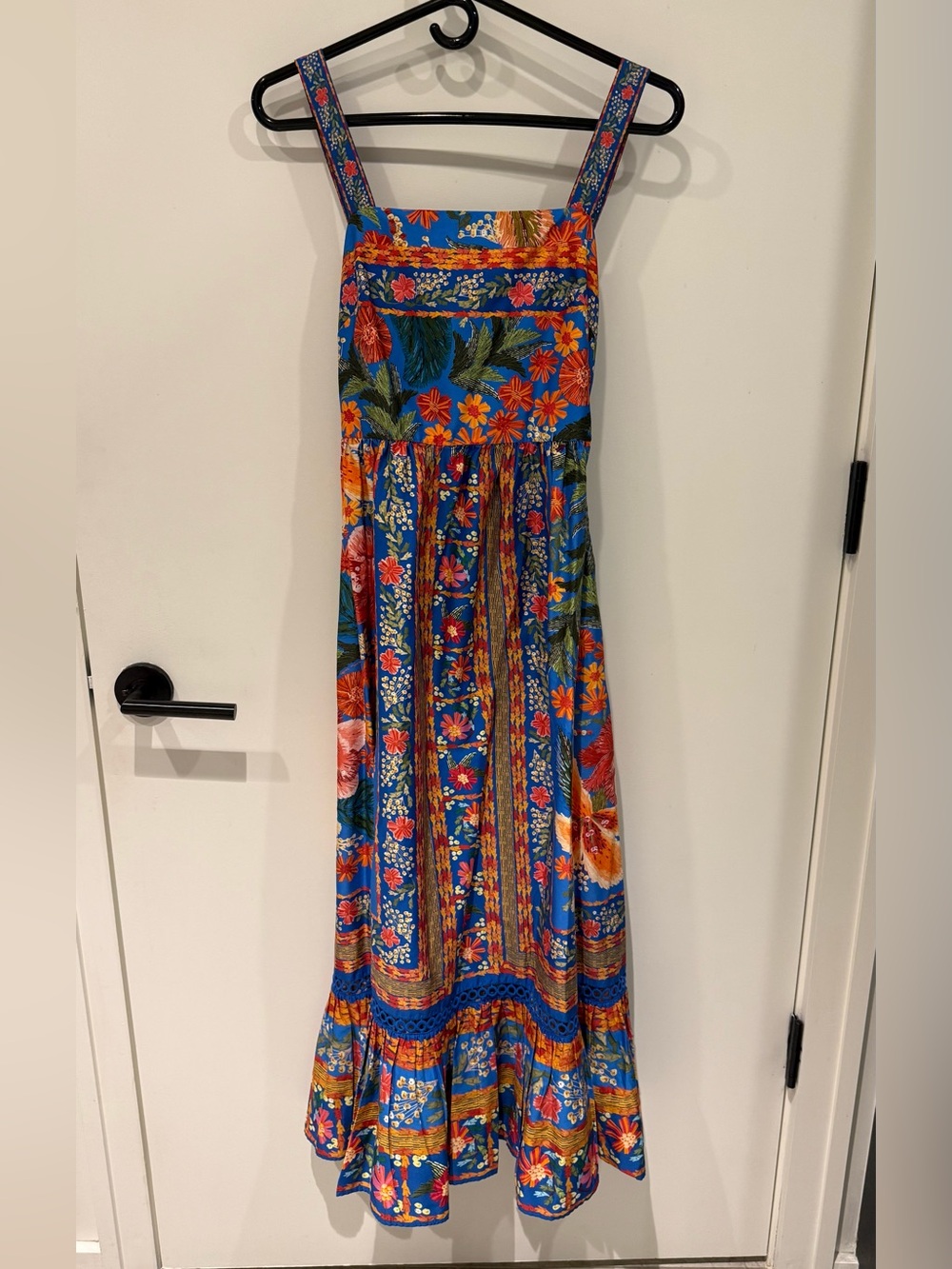 Farm Rio Blue Stitched Garden Maxi Dress
